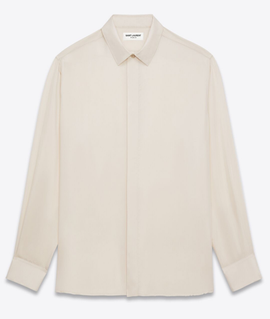 Saint Laurent pointed flat-collar twill shirt white cream beige off white