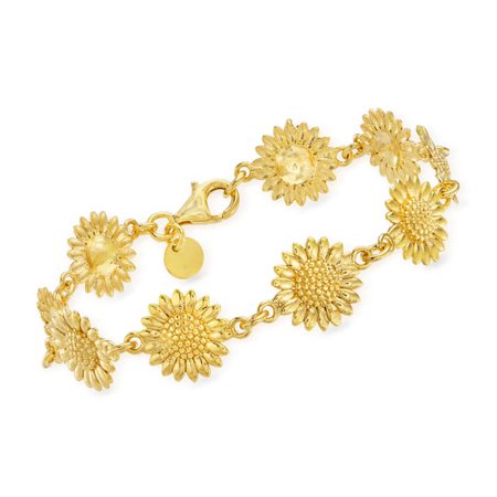 Ross-Simons Italian 18kt Gold Over Sterling Sunflower Bracelet