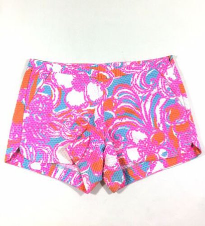 Lilly Pulitzer Womens Side Zip Seersucker Floral Shorts Size 4 Blue Pink Orange | eBay