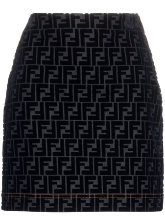 Fendi FF Logo Denim Mini Skirt - Farfetch