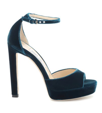 jimmy choo teal blue velvet pattie 130 shoe heels heel shoes sandal sandals