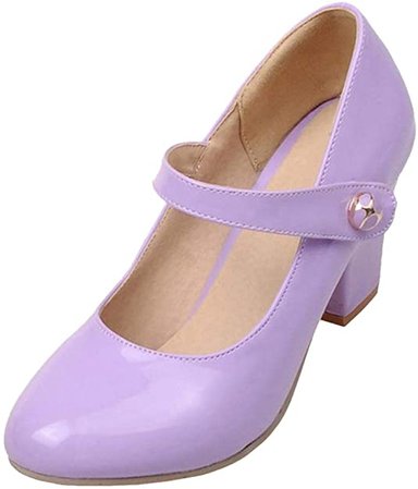Amazon.com | KemeKiss Women Candy Color Chunky Heel Mary Jane Dress Pumps Shoes | Pumps