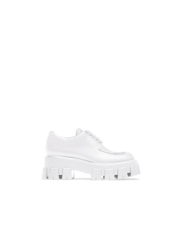 White Monolith brushed leather lace-up shoes | Prada