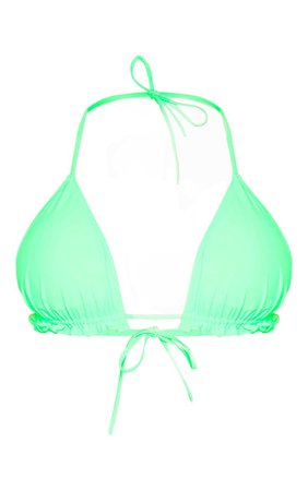 Green Frill Edge Padded Bikini Top | Swimwear | PrettyLittleThing USA