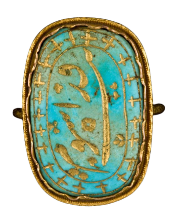 1800s Ring Set with Inscribed Turquoise, Iran