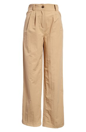 Topshop Pleated Crinkle Wide Leg Trousers | Nordstrom