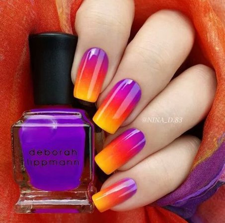 yellow red and purple nails