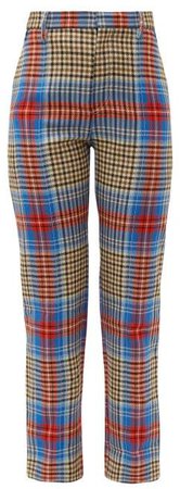 Tartan Wool Trousers - Womens - Beige Multi