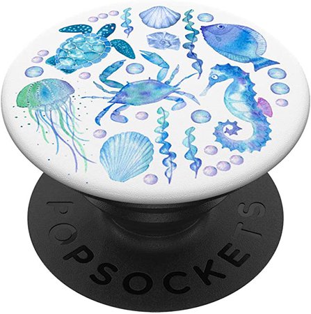 Amazon.com: Cute Sea Ocean Life Turtle Crab Seahorse Fish Watercolor PopSockets PopGrip: Swappable Grip for Phones & Tablets