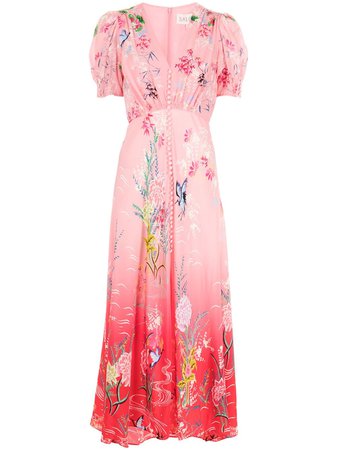 Shop pink Saloni Lea long silk dress with Express Delivery - Farfetch