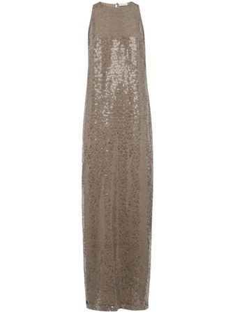 Brunello Cucinelli Sequinned Silk Column Maxi Dress - Farfetch
