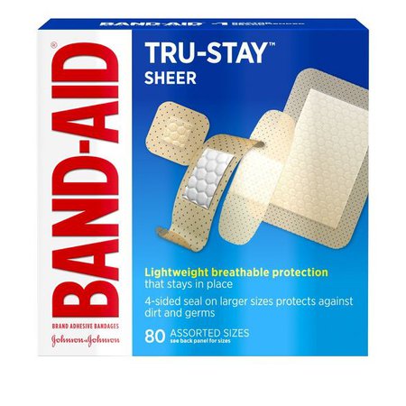 Band-Aid Brand Tru-Stay Sheer Strips Adhesive Bandages Assorted Sizes - 80 Ct : Target
