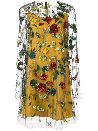 Oscar De La Renta Sheer-Styled Dress With Floral Embroidery | Farfetch.com