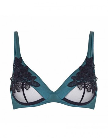 Anais Green and Black Plunge Underwired Bra| By Agent Provocateur