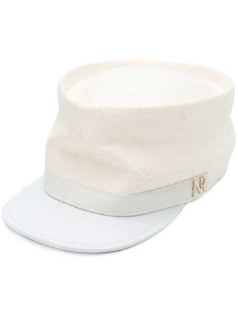 Paper & leather hat- White