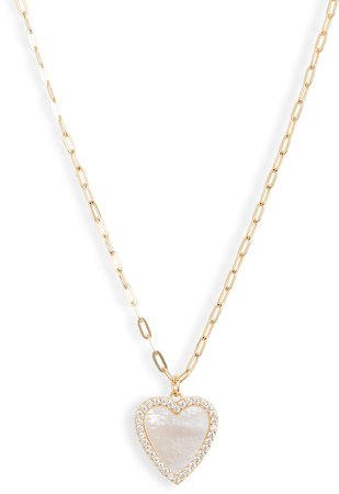 Mother-of-Pearl Heart Pendant Necklace