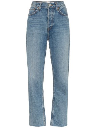 Blue Re/done Stove Pipe Cropped Jeans | Farfetch.com