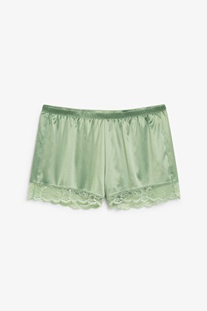 Satin shorts - Pistachio green - Underwear - Monki GB