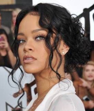 Rihanna messy bun hairstyle