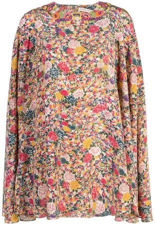 floral print cape dress