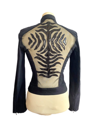 black sheer Thierry Mugler transparent skeleton cropped jacket vintage Etsy