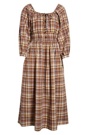 Madewell Sophia Long Sleeve Stretch Cotton Gauze Midi Dress | Nordstrom