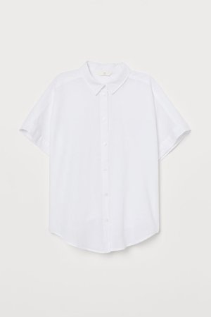 Short-sleeved Cotton Shirt - White - Ladies | H&M US