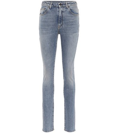 High-waisted slim-fit jeans
