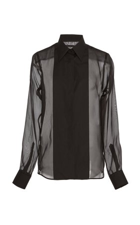 Sheer Silk Tuxedo Shirt by Helmut Lang | Moda Operandi