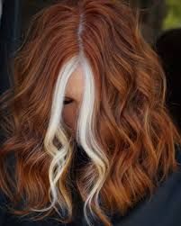 red hair with white highlights