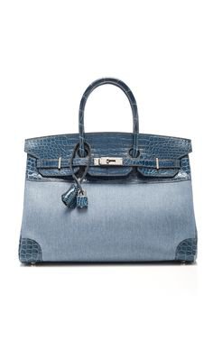 Hermès - Birkin 35 Blue Roi porosus crocodile & denim Birkin bag