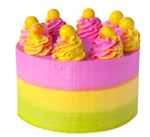 pink yellow and green cake