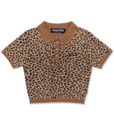 Leopard Polo Knit Top