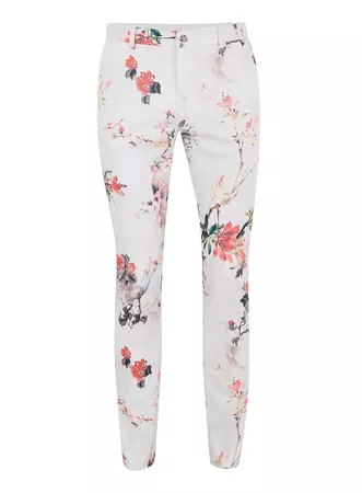 White Floral Ultra Skinny Suit Pants $25.00 | Topman