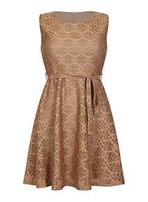 brown lacey dress