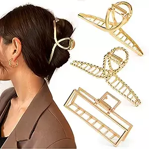 Amazon.com : Mehayi 3 PCS Metal Large Claw Clips for Thick Heavy Hair, Strong Hold Big Non-Slip Hair Catch Barrette Jaw Clamp for Long Hair, Fashion Styling Accessories for Women Girls : Beauty & Personal Care