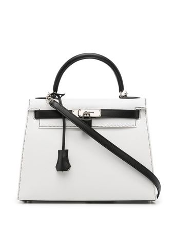 Hermès  Kelly 28 2010 pre-owned epsom black/white two-way Bag - Farfetch
