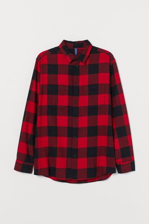 Cotton Flannel Shirt - Red/Black - Men | H&M AU