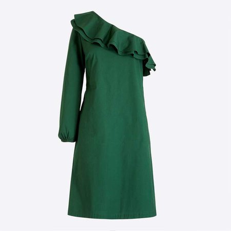 One-shoulder cotton poplin dress