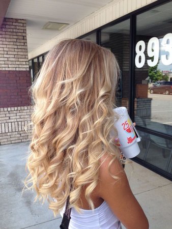 Curly blonde hair