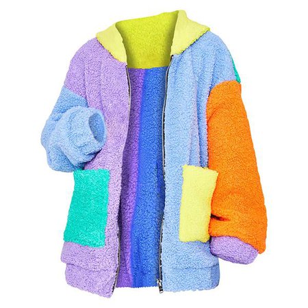 Color Block Teddy Jacket