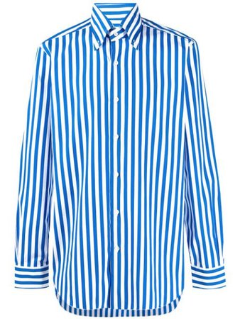 Barba Striped Curved Hem Shirt 634901 Blue | Farfetch