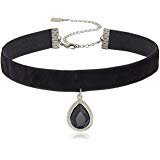 Amazon.com: 1928 Jewelry Black Velvet with Casted Red Stone and Crystal Pendant Choker Necklace: Jewelry