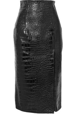 16ARLINGTON | Lipton croc-effect leather midi skirt