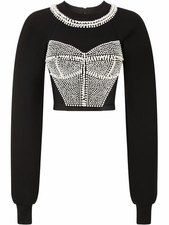 Shop Dolce & Gabbana pearl-embellished jumper with Express Delivery - FARFETCH