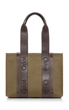 Woody Leather-Trimmed Canvas Tote Bag By Chloé | Moda Operandi