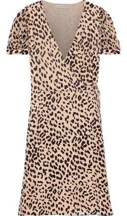 Rosette Leopard-print Fil Coupe Chiffon Wrap Dress