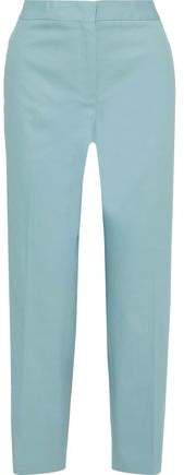 Cropped Cotton-blend Twill Straight-leg Pants