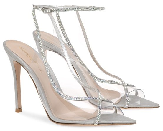 GIANVITO ROSSI Silver Crystelle Heels