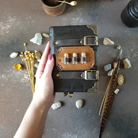 Grimoire Spellbook magic book medicine leather notebook | Etsy